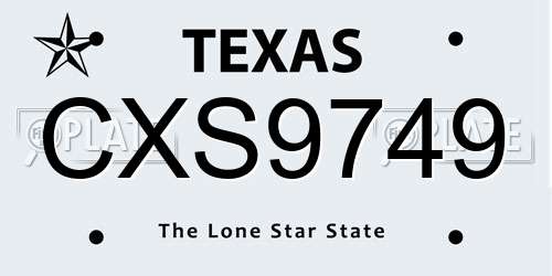 CXS9749 Texas License Plate