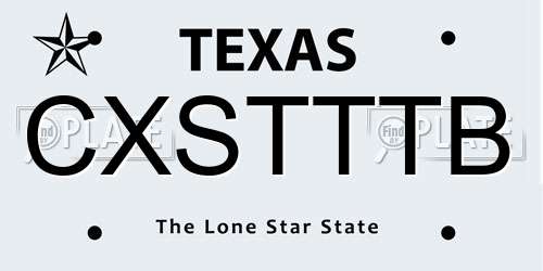 CXSTTTB Texas License Plate