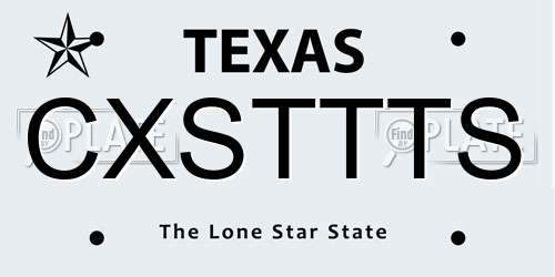CXSTTTS Texas License Plate