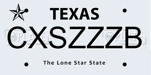 CXSZZZB Texas License Plate