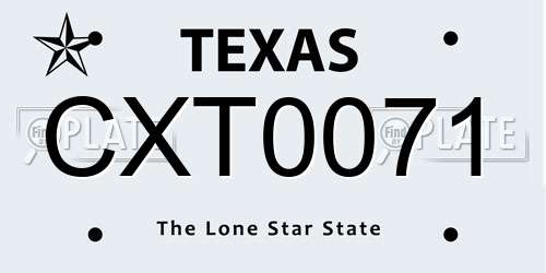 CXT0071 Texas License Plate