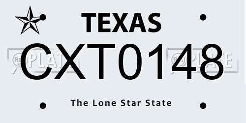 CXT0148 Texas License Plate