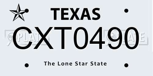 CXT0490 Texas License Plate