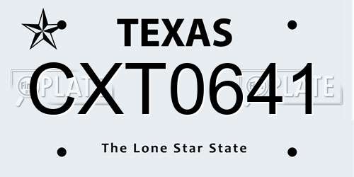 CXT0641 Texas License Plate