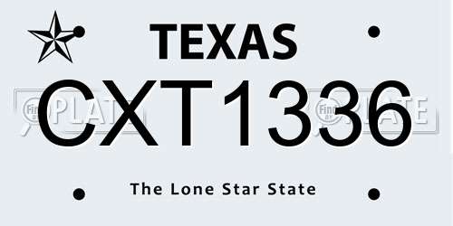 CXT1336 Texas License Plate