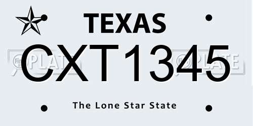 CXT1345 Texas License Plate