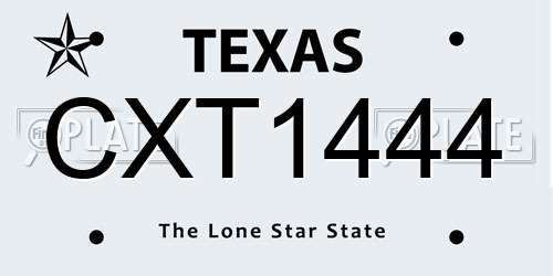 CXT1444 Texas License Plate