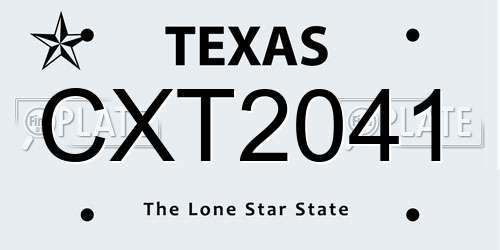 CXT2041 Texas License Plate