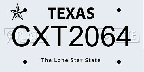 CXT2064 Texas License Plate