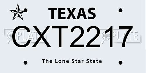 CXT2217 Texas License Plate