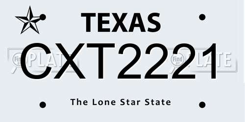 CXT2221 Texas License Plate