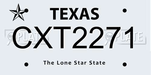 CXT2271 Texas License Plate