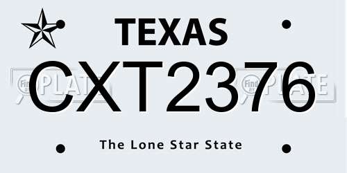 CXT2376 Texas License Plate