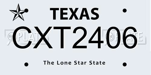 CXT2406 Texas License Plate