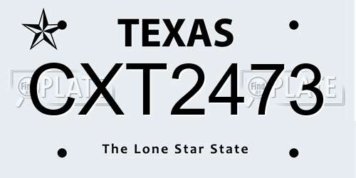 CXT2473 Texas License Plate