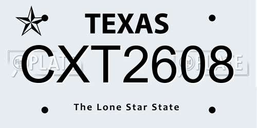 CXT2608 Texas License Plate