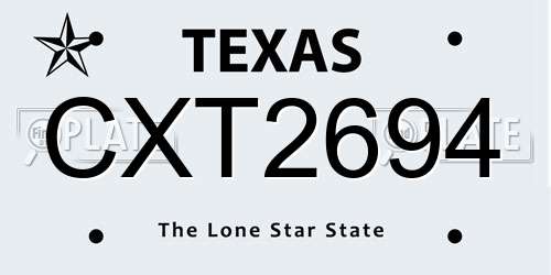 CXT2694 Texas License Plate