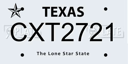 CXT2721 Texas License Plate