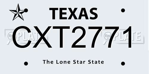 CXT2771 Texas License Plate