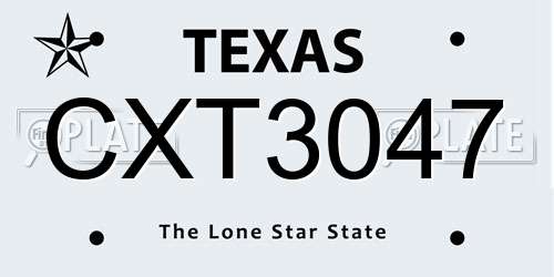 CXT3047 Texas License Plate