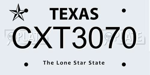 CXT3070 Texas License Plate