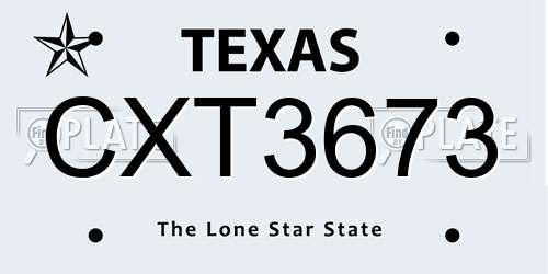 CXT3673 Texas License Plate