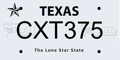 CXT375 Texas License Plate