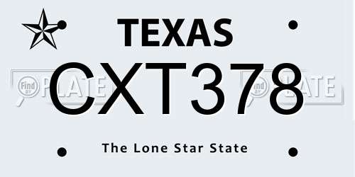 CXT378 Texas License Plate