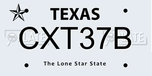 CXT37B Texas License Plate