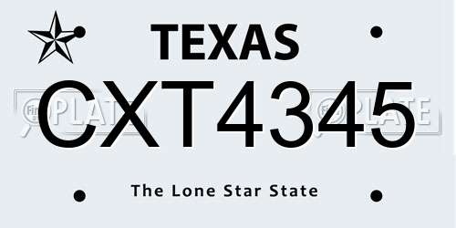 CXT4345 Texas License Plate