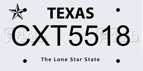 CXT5518 Texas License Plate