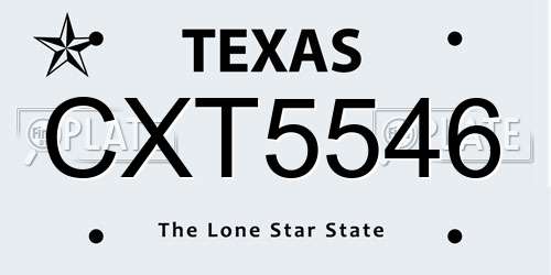CXT5546 Texas License Plate