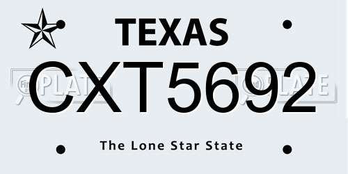 CXT5692 Texas License Plate
