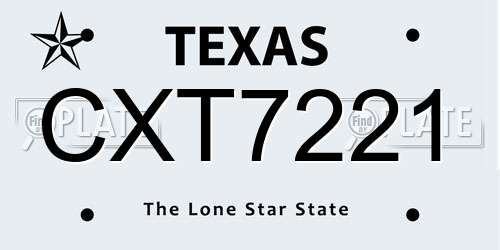 CXT7221 Texas License Plate