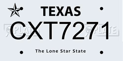 CXT7271 Texas License Plate