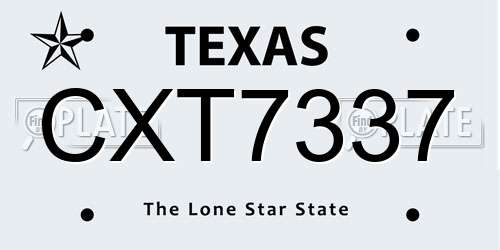 CXT7337 Texas License Plate