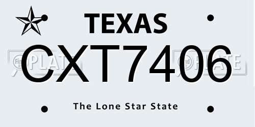 CXT7406 Texas License Plate