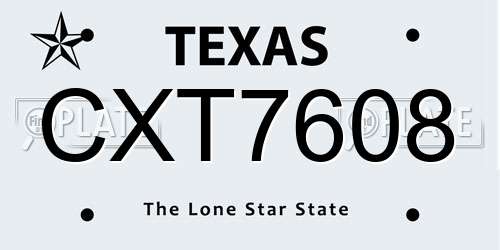 CXT7608 Texas License Plate