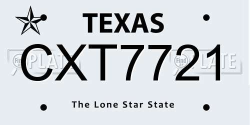 CXT7721 Texas License Plate