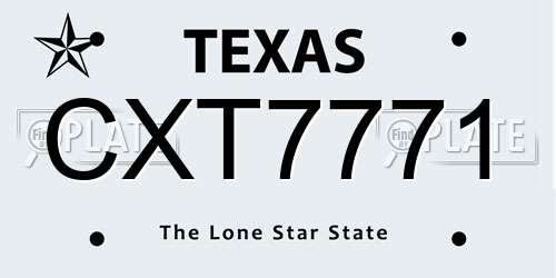 CXT7771 Texas License Plate