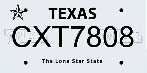 CXT7808 Texas License Plate