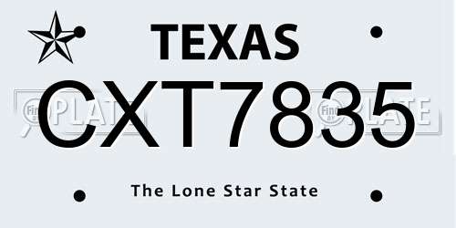 CXT7835 Texas License Plate