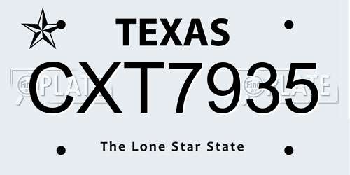 CXT7935 Texas License Plate