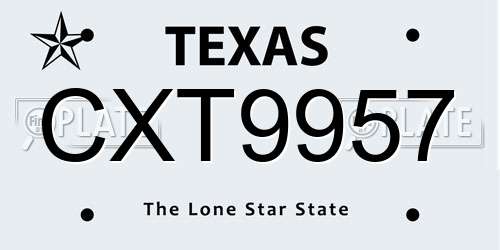 CXT9957 Texas License Plate