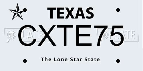 CXTE75 Texas License Plate