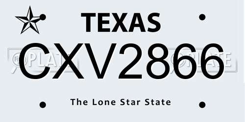 CXV2866 Texas License Plate