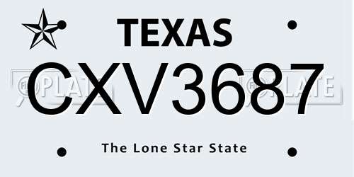 CXV3687 Texas License Plate