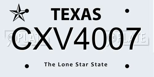 CXV4007 Texas License Plate