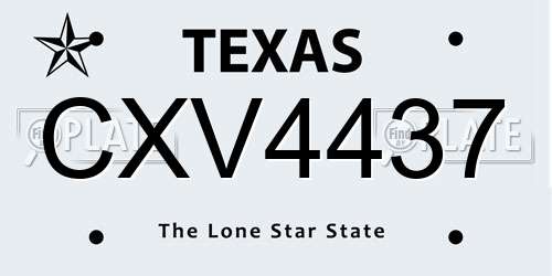 CXV4437 Texas License Plate