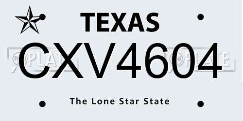 CXV4604 Texas License Plate